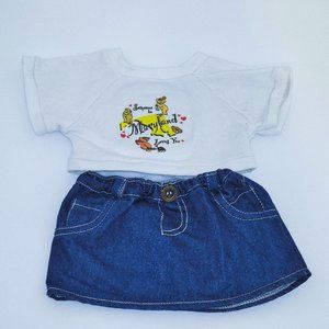 Vintage Build-A-Bear Clothing Someone in Maryland Loves You Shirt/ Denim Skirt